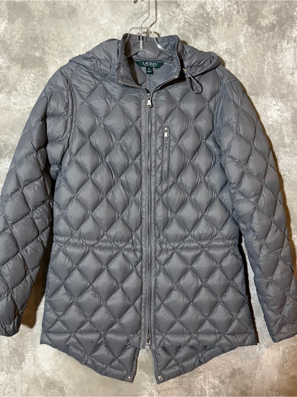 Lauren Ralph Lauren Quilted Gray Hooded Packable Puffer Coat (Love 24)